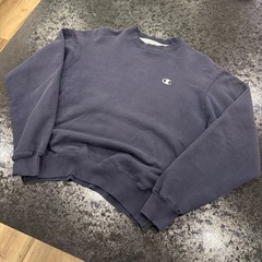 Champion Eco Authentic Mens Crewneck Sweatshirt Navy Blue Fleece Pullover Medium