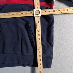 American Eagle Mens Colorblock Stripe Hoodie Navy Blue White Red Size Large
