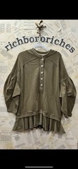 Free People Zander Mini Dress Sweatshirt Ruffle Hem Slouchy Seaweed S NEW