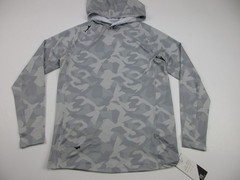 Mens Small Billfish Gear 40+ UPF Hoodie camo pullover fishing gray white
