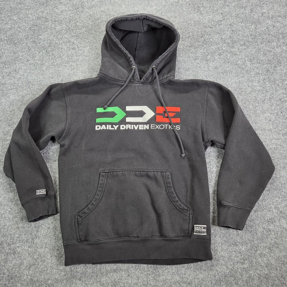 Daily Driven Exotics DDE Hoodie Mens Small Black Pullover Logo Fleece Racing