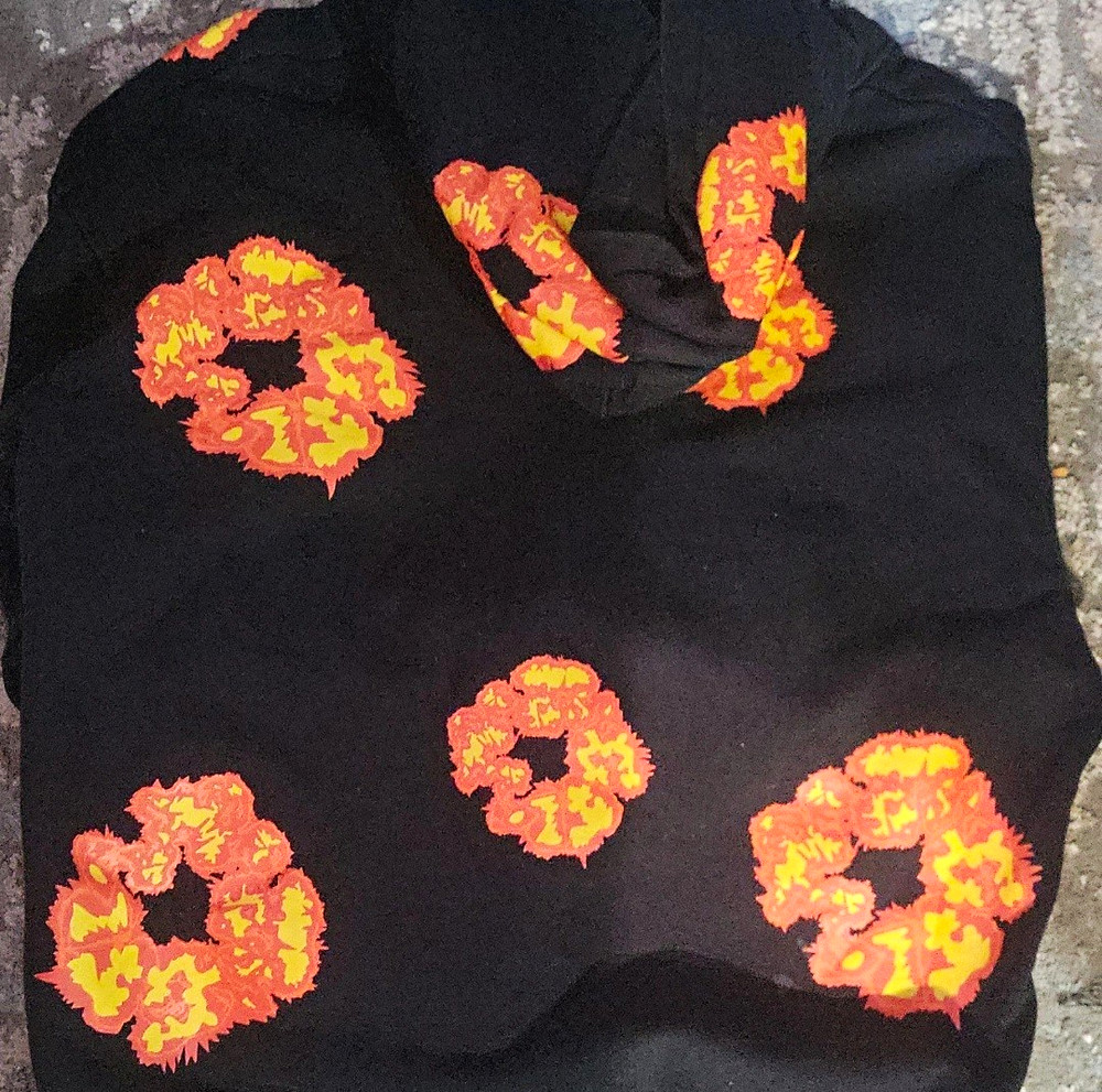 DENIM TEARS Men’s Black Fleece Cotton Graphic Print Pullover Hoodie Size M