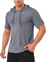 Men’s Summer Hoodie Short Sleeve Cotton Shirts Casual Sport Quick Dry Sweatshirt