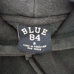 BLUE 84, Dark Blue Hoodie. Carmel Beach CA. Size Small. Unisex. faded. Good Cond