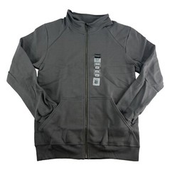 Men’s Cadet Collar Full Zip Sweatshirt Jacket by GILDAN Charcoal Gray Medium