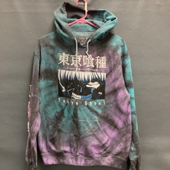 Purple, Green & Black Tie Dye Tokyo Ghoul Hoodie Ken Kaneki W/Mask Medium