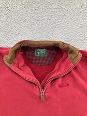 Vintage Woolrich Sweatshirt Mens Large Red Deep Ruby Fleece Pocket Quarter Zip