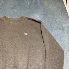 Champion Authentic Sweatshirt Mens Medium Gray Logo Pleated Winter Fleece Lined