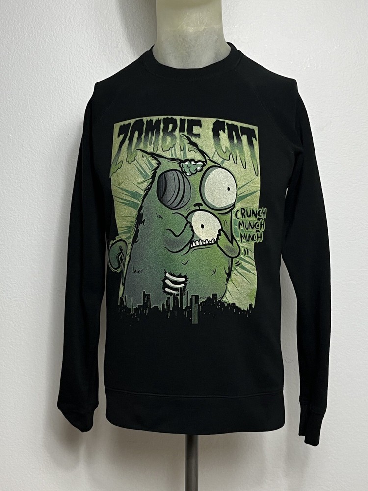 Zombie Cat Crunch Munch Munch Sweatshirt Size Medium Black Independent Trading