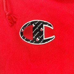 Champion Reverse Weave Red Hoodie Mens Large Embroidered Logo Athletic Fit