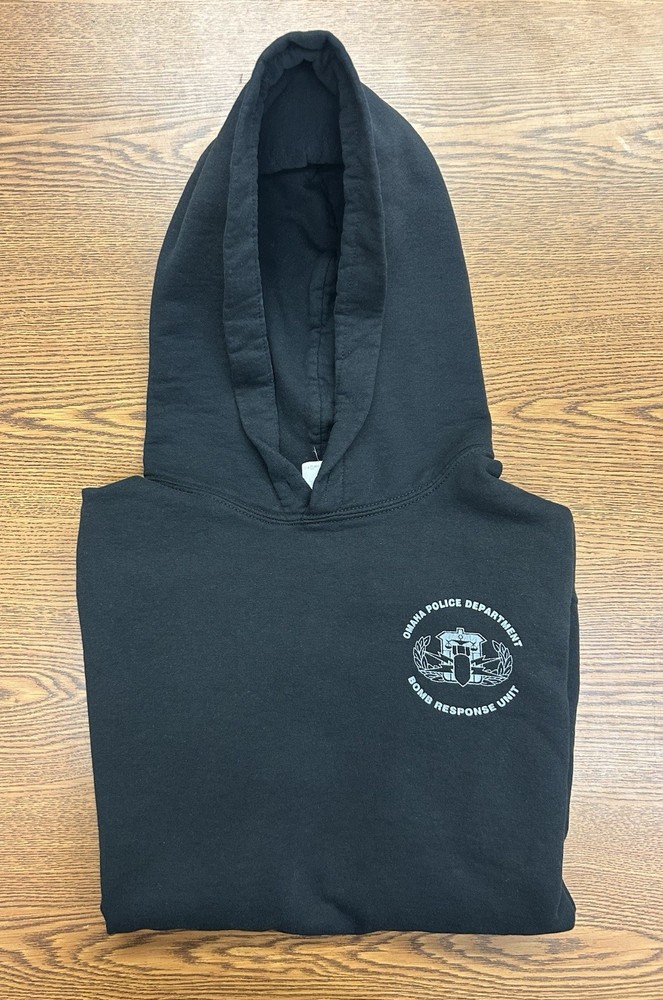 Omaha Police Department OPD Bomb Response Unit Hoodie Sweatshirt Black Mens Lage