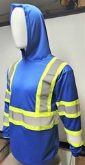 Class 3 Long Sleeve Safety Shirt With Hoodie, Polyester Birdeye mesh
