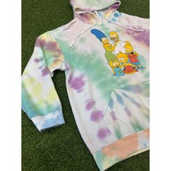 The Simpsons Tie Dye Hoodie Pastel Family Graphic Sweatshirt Mens Large