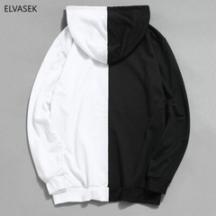 Split Duo Color Hooded Sweatshirt Streetwear Hoodies Oversized Harajuku Fashion