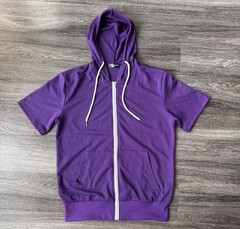 Lars Amadeus Men’s Short Sleeve Hoodie Purple Full Zip Jacket Hood