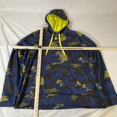 AND1 Basketball Mens XL Blue & Yellow Camo Activewear Pullover Hoodie Sweatshirt