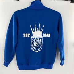 Street Mode Mens Royal Blue Quarter Zip Graphic Sweatshirt Crown Crest Pullover