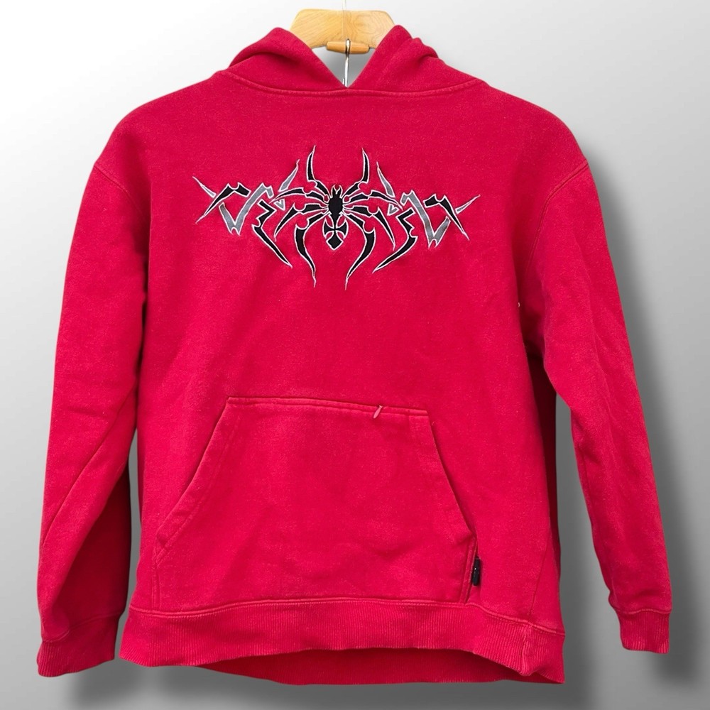 Vintage Y2K Top Heavy Spider Red Hoodie Pullover Juniors Teens Size XL Skater