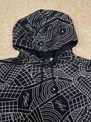 Nike Jordan Flight AOP Hoodie Sweatshirt Black/White Mens Large Loose Fit