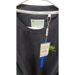 John Deere Men’s Long Sleeve L T-Shirt Embroidered Logo Crew Neck Black NWT