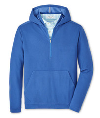 Peter Millar Sailor Blue Grid Performance Half-Zip Hoodie NWT S Golf Sweatshirt