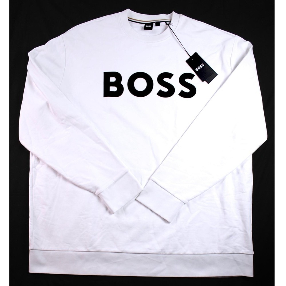 Boss Sweatshirt Big & Tall Mens 4XLT White Logo Graphic Crewneck Pullover $248