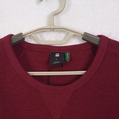 G Star Raw Pullover Crew Shirt Burgundy Large Organic Cotton Sustainable Preppy