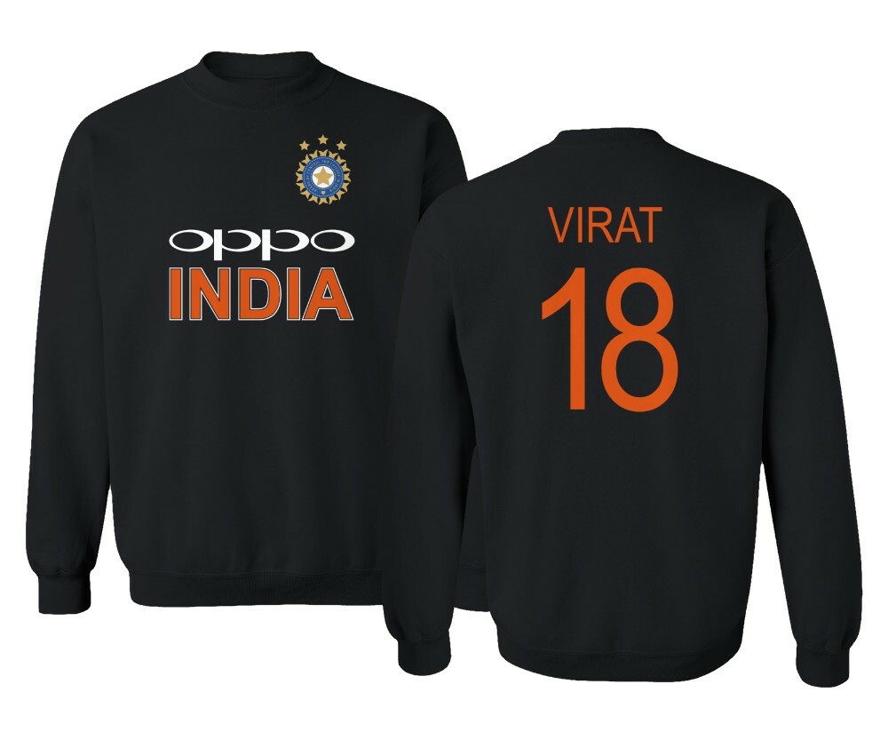 Cricket India Jersey Style Virat 18 Unisex Crewneck Sweater