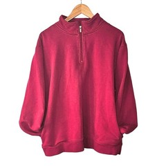 Vintage LL Bean Mens XL Deep Red Quarter Zip Fleece Pullover Sweatshirt Classic