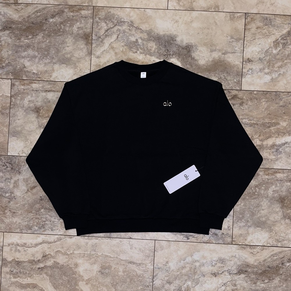 Alo Yoga Accolade Crew Neck Pullover Black Size Large