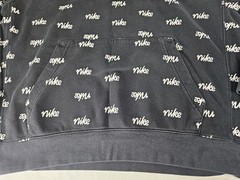 Nike All Over Print Spell Out Hoodie Men L Black White Drawstring Pouch Pocket