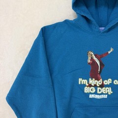 Anchorman Sweater Hoodie Mens XL Blue Ron Burgundy Big Deal Graphic Quote Fleece