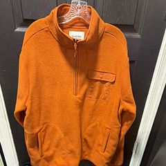 Goodfellow & Co Men’s Orange Mock Neck 1/4 Zip Fleece Pullover Pockets XL