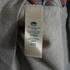 Roots French Terry Athletic Stripe Sleeve Crewneck Sweatshirt Gray Small