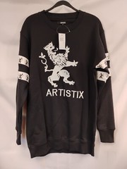 NWT Artistix Mens Small S Lion Black/White Pullover Long Sleeve Sweatshirt $135
