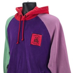 Teddy Fresh Mens M Colorblock Hoodie Purple Green Pink Red Streetwear Sweatshirt