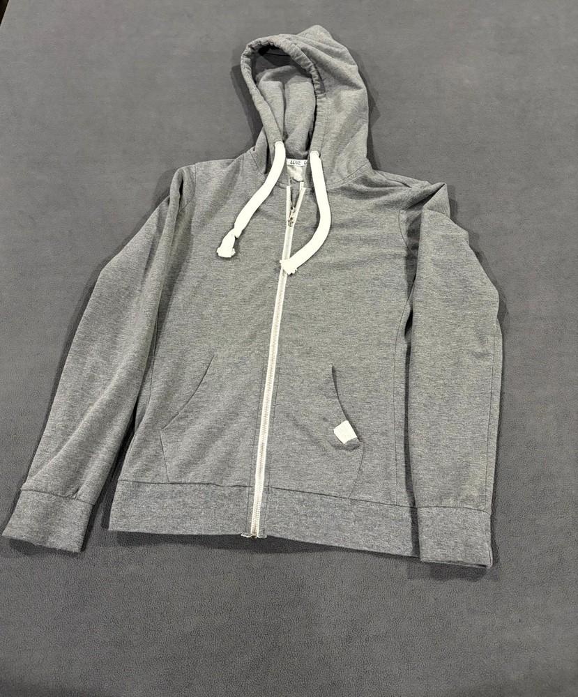 Reflex Hoodie Mens Medium Heather Gray Cotton Stretch Ribbed Trim Full Zip