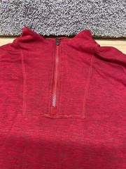 Cinch Mens M Red Heathered 1/4 Zip Pullover Slits Long Sleeve Rayon Blend Cowboy