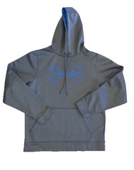 Under Armour Men’s UA Storm Fish Hook Hoodie Sweatshirt Gray Blue Sz S
