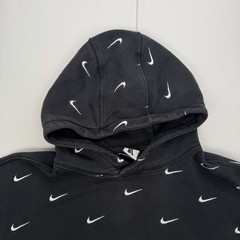 Nike NRG All Over Swoosh Logo Hoodie Black White Swoosh Embroided Swoosh Medium