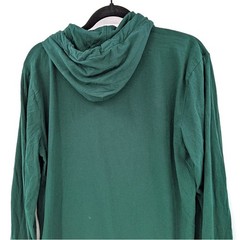 Preppy Collegiate Polo T-shirt long sleeve Hoodie Green 100% Cotton Size M
