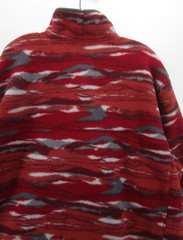 LL Bean Sweatshirt Men XL Tall Red Deep Pile Fleece 1/4 Zip Southwest Aztec Camo