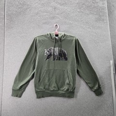 The North Face Men Hoodie M Green Embroidered Fleece Bear Graphic Activewear