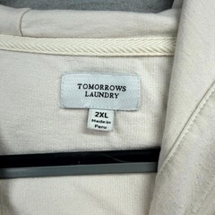 Tomorrows Laundry Hoodie Mens 2XL Cream Heavy Sweatshirt Long Sleeve Pullover