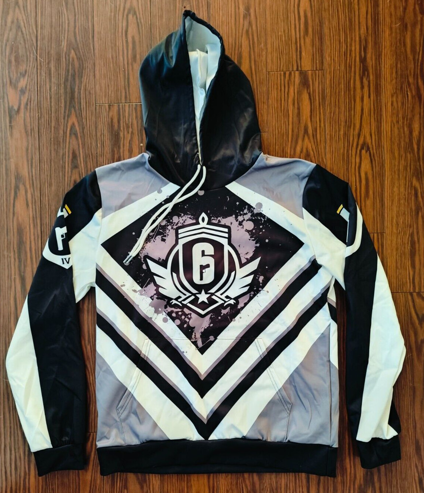 Rainbow 6 Ubisoft – Black and White Splatter Hoodie – Men’s Medium