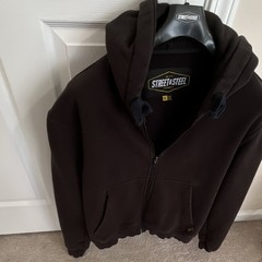 Street & Steel Men’s Full Zip Hooded Hoodie w/ Pockets Brown Size M