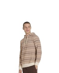 Hurley Mens Medium Bristlecone Stripe Terry Pullover Hoodie Brown Beige Hooded
