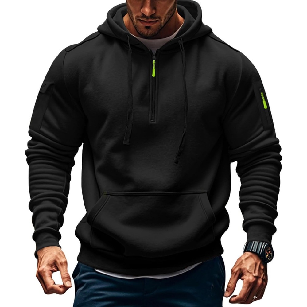 Men’s Fleece Workout Athletic Pullover Hoodie Long Sleeve Basic w/Kanga Pocket