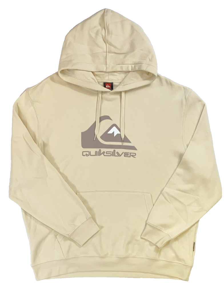 Men’s Quicksilver Logo Hoodie Sweatshirt Pullover Fog Brown Size XXL
