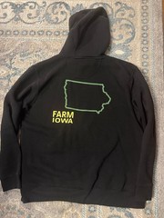 John Deere Tractors Fleece Pullover Hoodie Sweatshirt Black Farm Iowa. Mens L